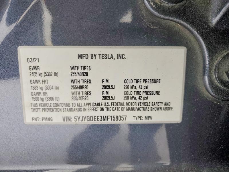2021 TESLA MODEL Y
