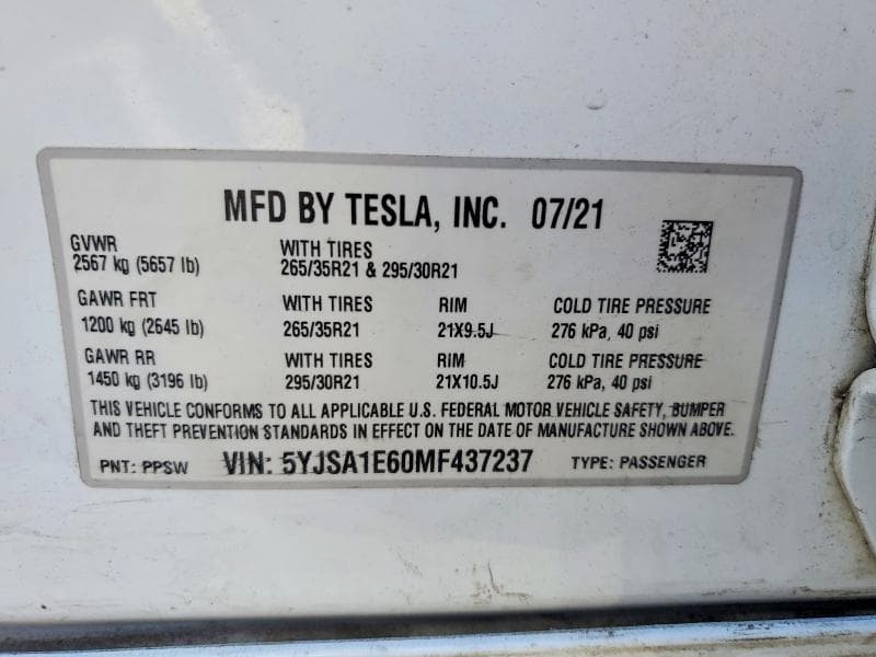 2021 TESLA MODEL S