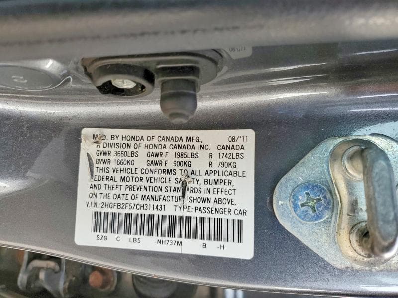 2012 HONDA CIVIC LX