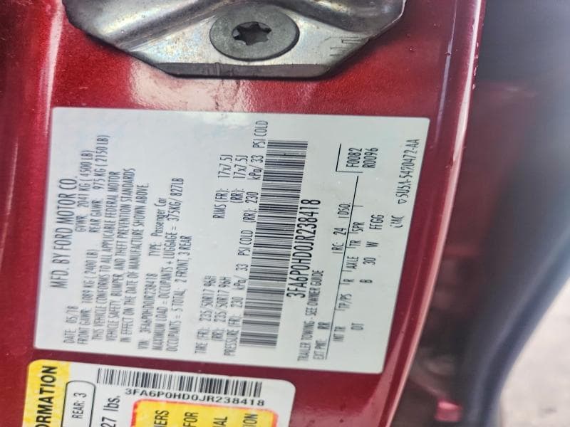 2018 FORD FUSION SE
