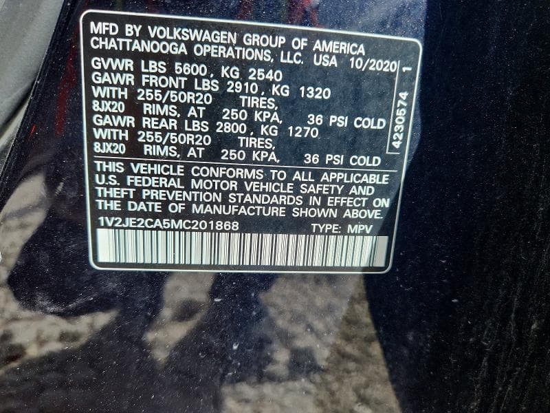 2021 VOLKSWAGEN ATLAS CROSS SPORT SE