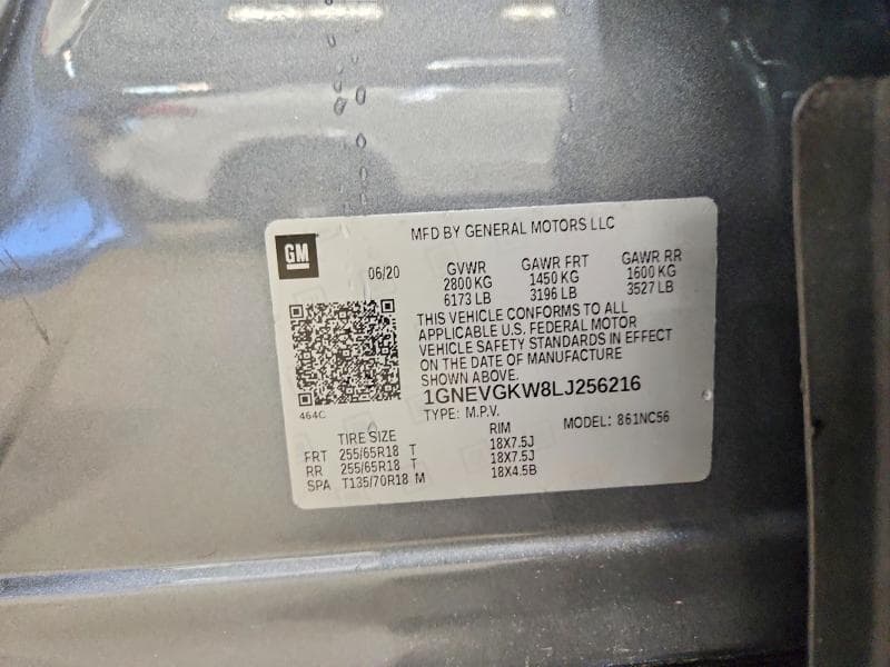 2020 CHEVROLET TRAVERSE LT