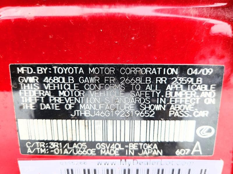 2009 LEXUS ES 350