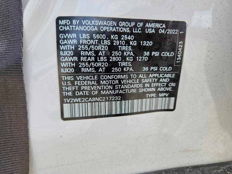 2022 VOLKSWAGEN ATLAS CROSS SPORT SE