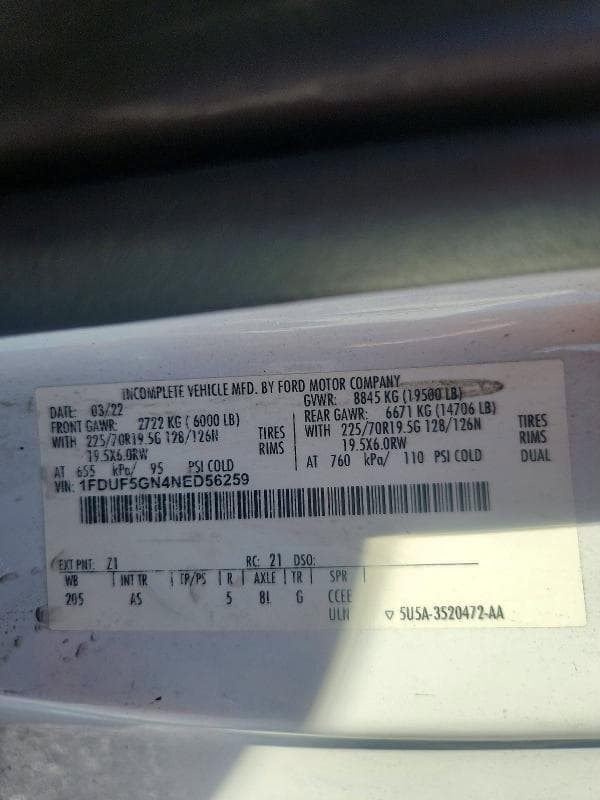 2022 FORD F550 SUPER DUTY