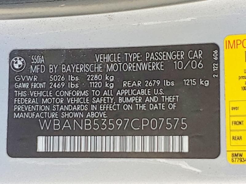 2007 BMW 550 I