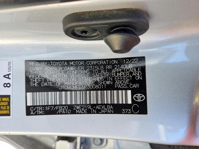 2023 TOYOTA COROLLA HYBRID LE