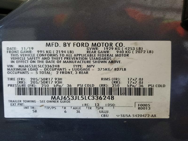 2020 FORD ECOSPORT SES