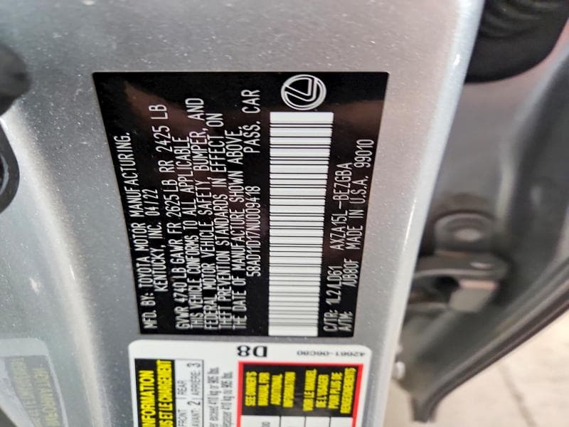 2022 LEXUS ES 250 BASE