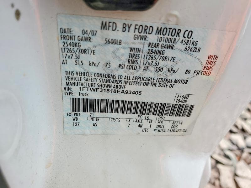 2008 FORD F350 SRW SUPER DUTY