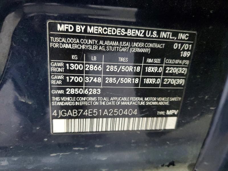 2001 MERCEDES-BENZ ML 55
