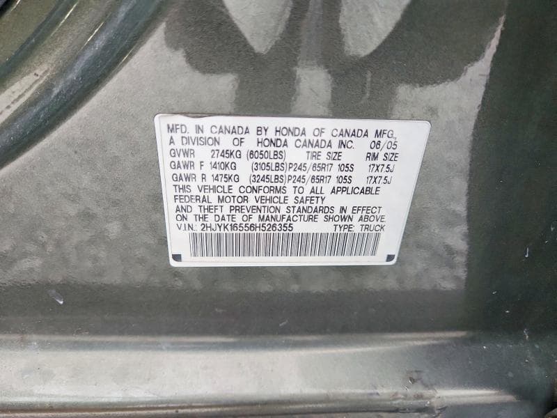2006 HONDA RIDGELINE RTL