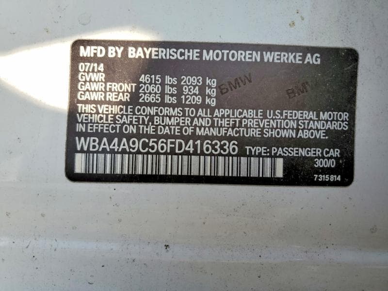 2015 BMW 428 I GRAN COUPE SULEV