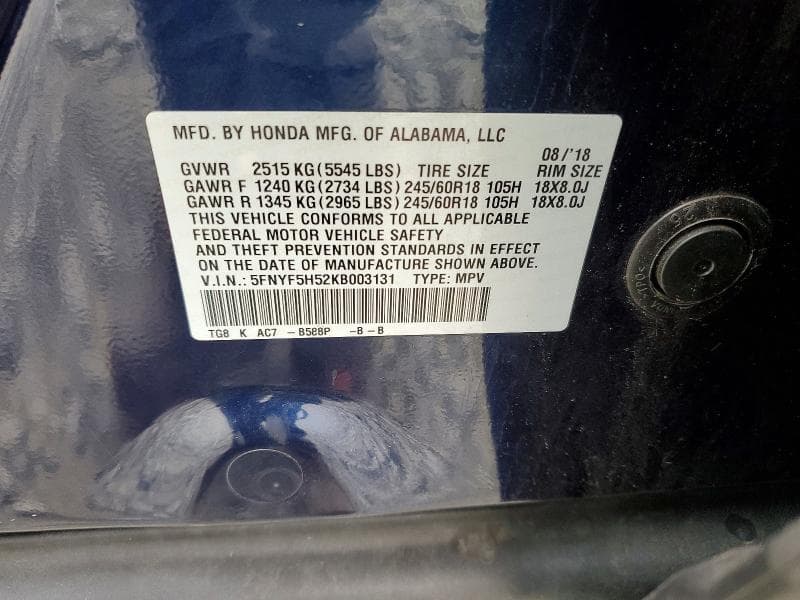 2019 HONDA PILOT