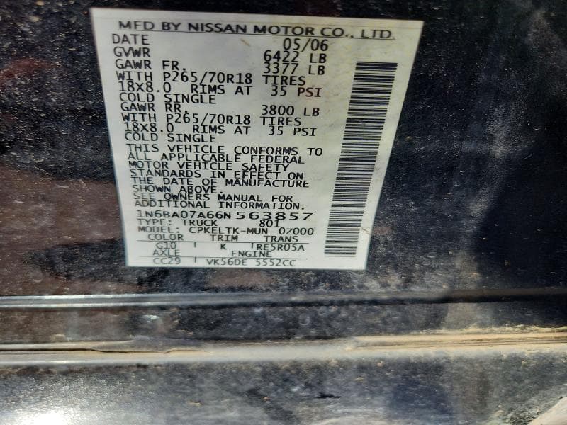 2006 NISSAN TITAN XE FFV