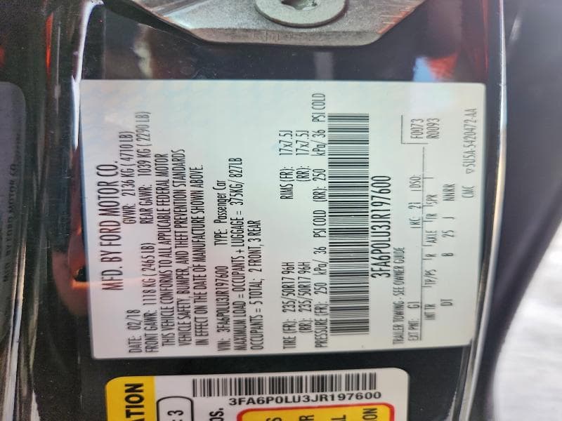 2018 FORD FUSION SE HYBRID