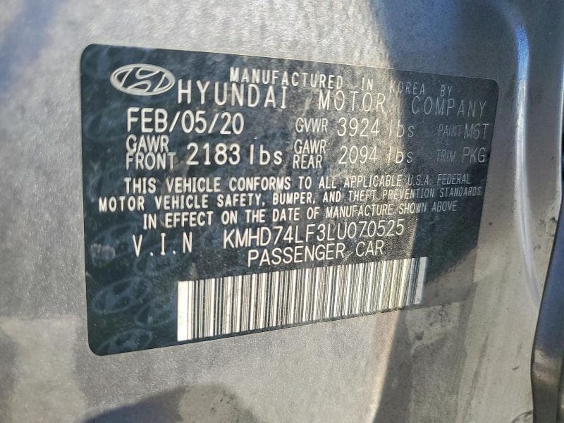 2020 HYUNDAI ELANTRA SE
