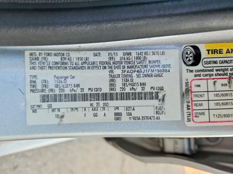 2015 FORD FIESTA SE