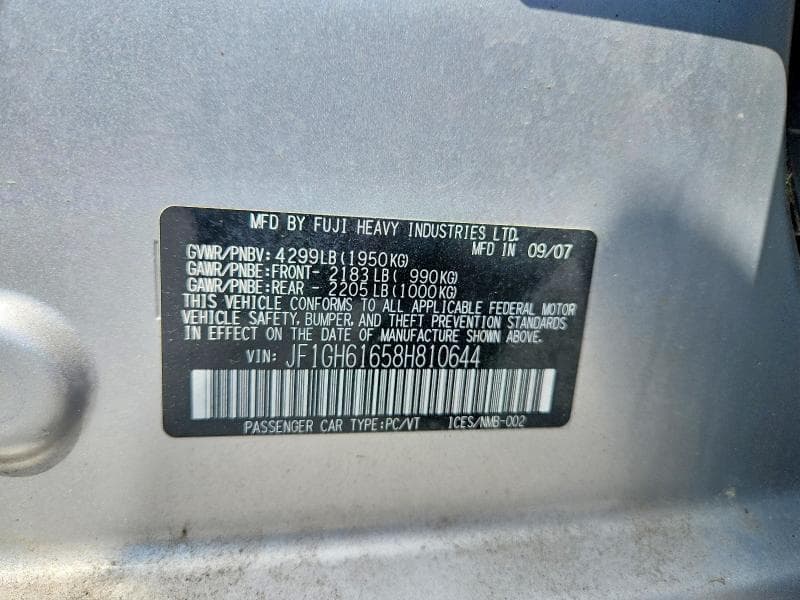 2008 SUBARU IMPREZA 2.5I