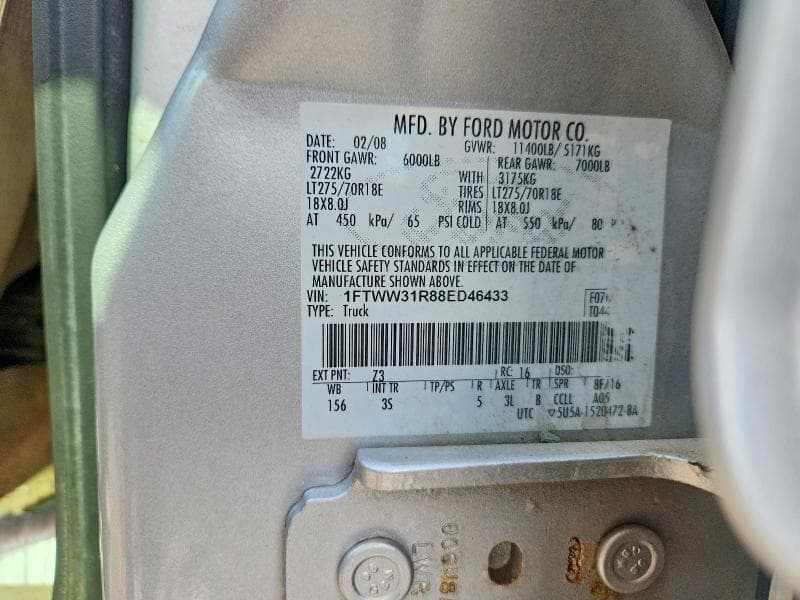 2008 FORD F350 SRW SUPER DUTY
