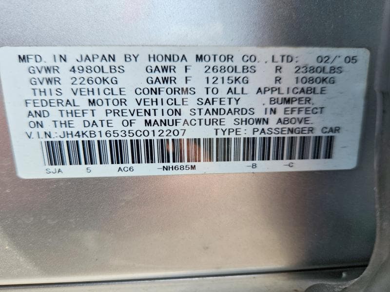 2005 ACURA RL
