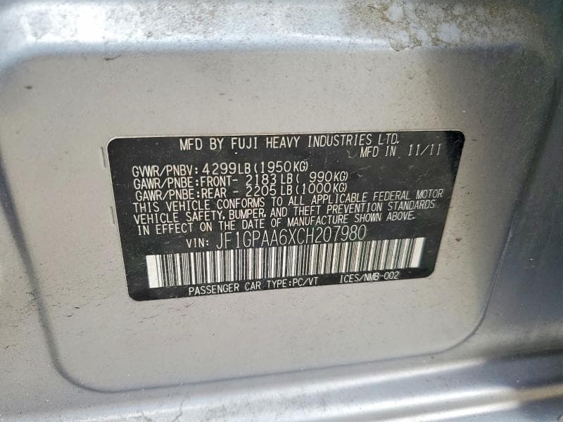 2012 SUBARU IMPREZA