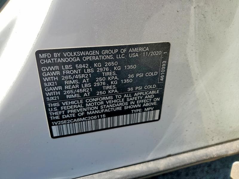 2021 VOLKSWAGEN ATLAS CROSS SPORT SEL R-LINE