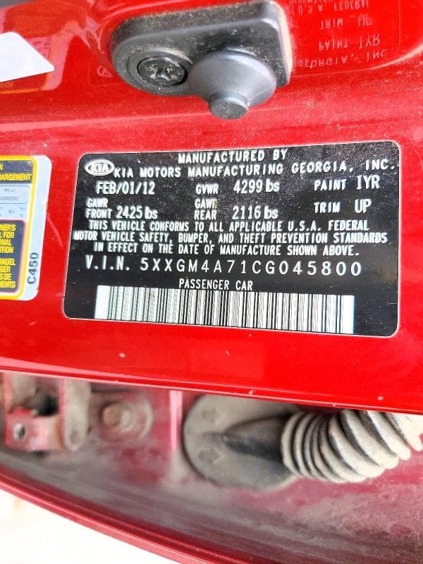 2012 KIA OPTIMA LX