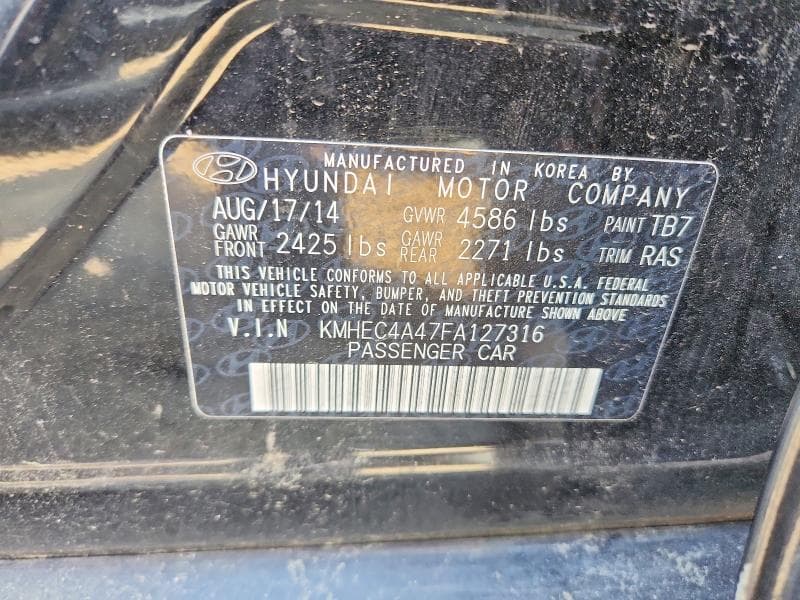 2015 HYUNDAI SONATA HYBRID LIMITED