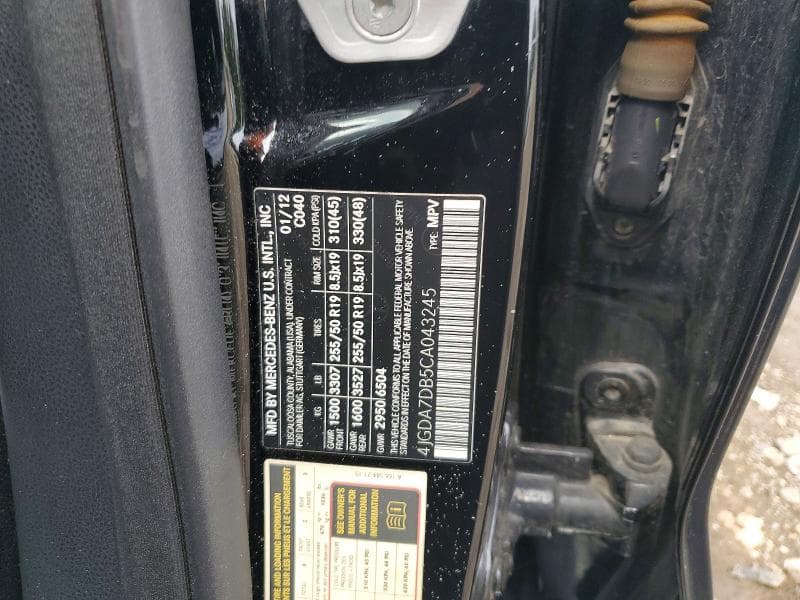 2012 MERCEDES-BENZ ML 550 4MATIC