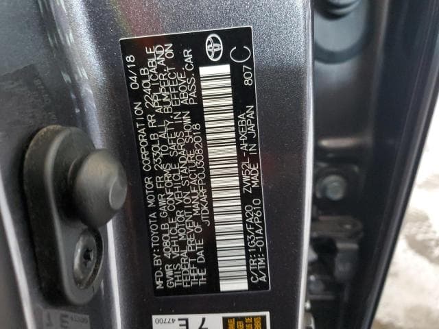 2018 TOYOTA PRIUS PRIME
