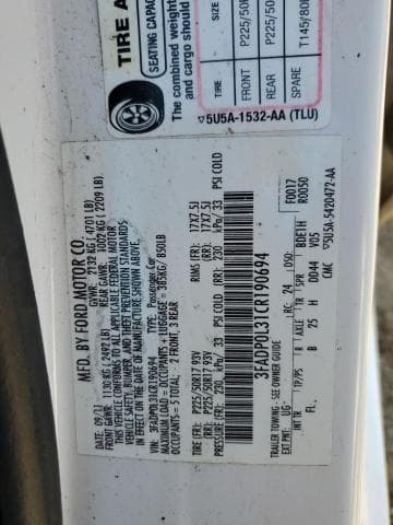 2012 FORD FUSION HYBRID