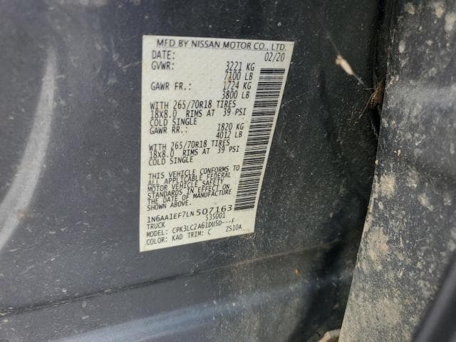 2020 NISSAN TITAN SV 2WD V8 CREW CAB 5.6L