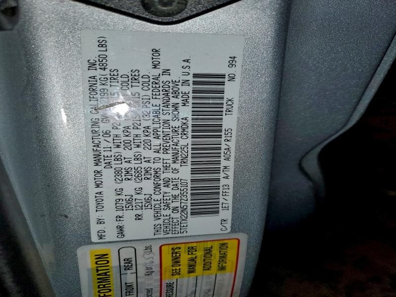 2007 TOYOTA TACOMA ACCESS CAB